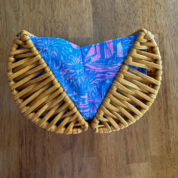 NWT Lilly Pulitzer Wicker Rattan Case Clutch Its A Sailabration - Picture 15 of 16